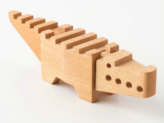 Areaware 创意木制鳄鱼 拼装儿童玩具 Dovetail Alligator 创意原木设计