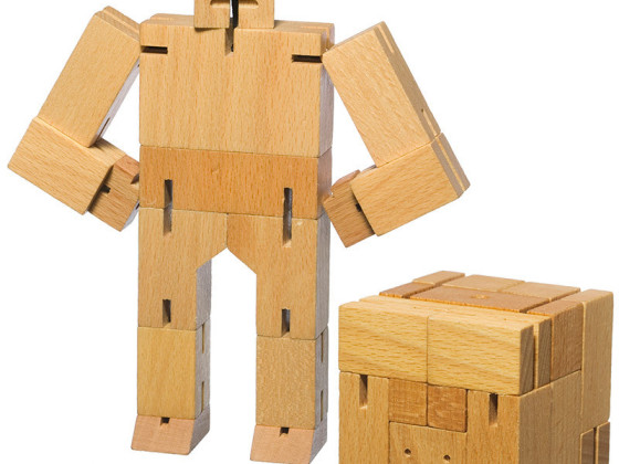 Areaware 木质魔方变形金刚 Cubebot Toy 创意木制DIY玩具